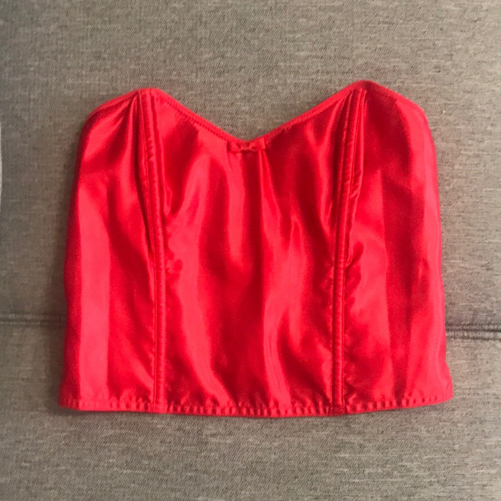 Empire Intimates Red Silky Satin Strapless Corset Lingerie Top